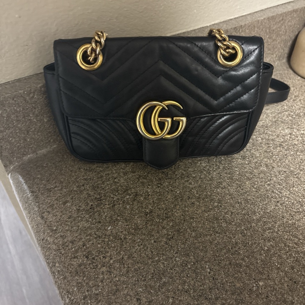Gucci Black Crossbody Bag with Gold Accents